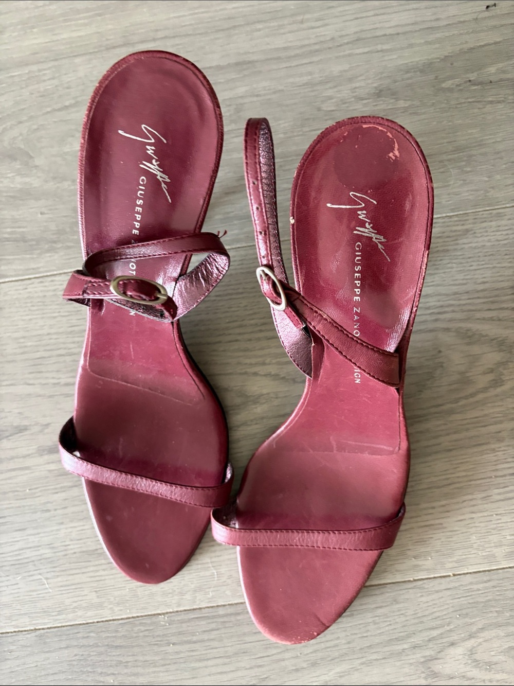 Giuseppe Zanotti Wine Red Slingback Heeled Sandals - Picture 4 of 5
